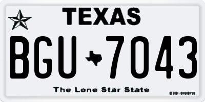 TX license plate BGU7043