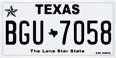 TX license plate BGU7058