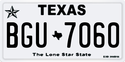 TX license plate BGU7060