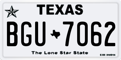 TX license plate BGU7062
