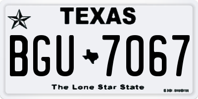 TX license plate BGU7067