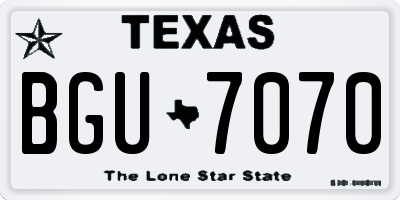 TX license plate BGU7070
