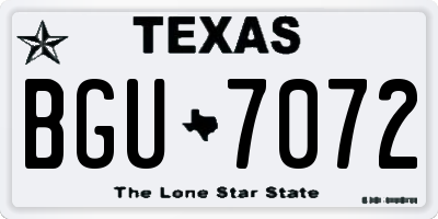 TX license plate BGU7072