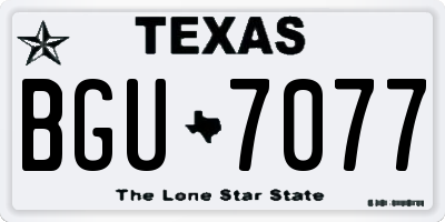 TX license plate BGU7077