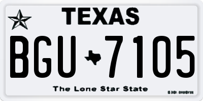 TX license plate BGU7105