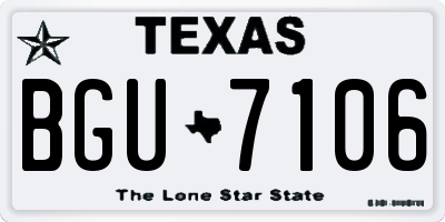 TX license plate BGU7106