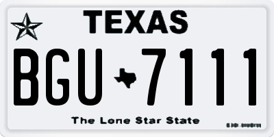 TX license plate BGU7111