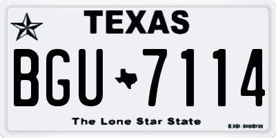 TX license plate BGU7114