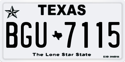 TX license plate BGU7115