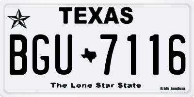 TX license plate BGU7116