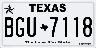 TX license plate BGU7118