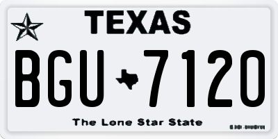 TX license plate BGU7120