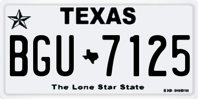 TX license plate BGU7125