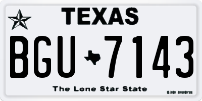 TX license plate BGU7143