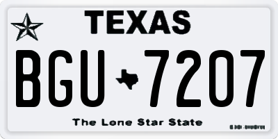 TX license plate BGU7207