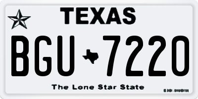 TX license plate BGU7220