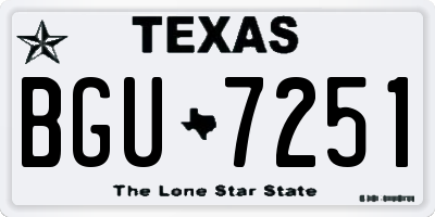 TX license plate BGU7251