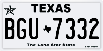 TX license plate BGU7332