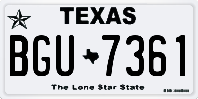 TX license plate BGU7361