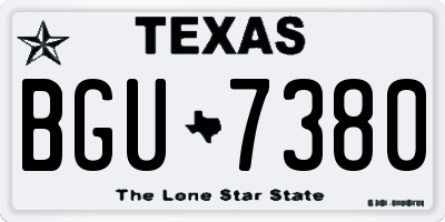TX license plate BGU7380