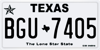 TX license plate BGU7405