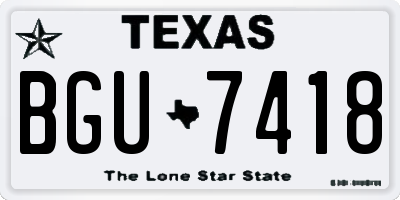 TX license plate BGU7418