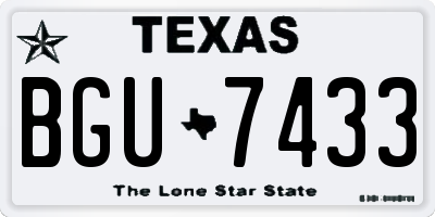 TX license plate BGU7433