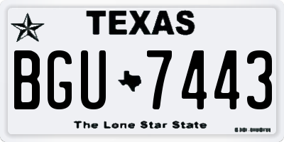TX license plate BGU7443
