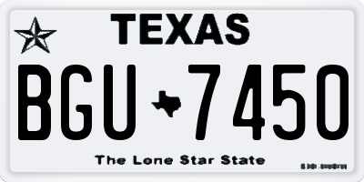 TX license plate BGU7450