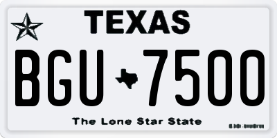 TX license plate BGU7500