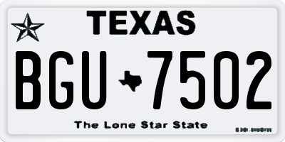 TX license plate BGU7502
