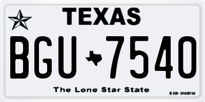 TX license plate BGU7540