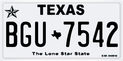 TX license plate BGU7542