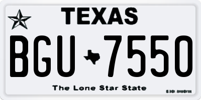 TX license plate BGU7550