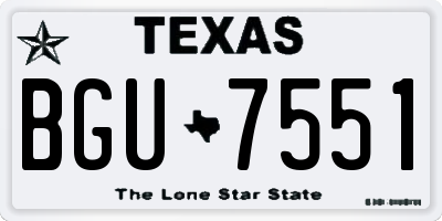 TX license plate BGU7551
