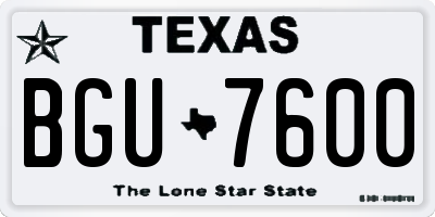 TX license plate BGU7600