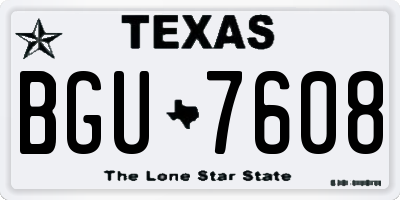 TX license plate BGU7608
