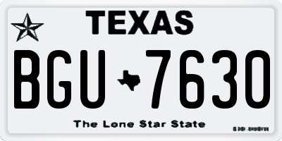TX license plate BGU7630