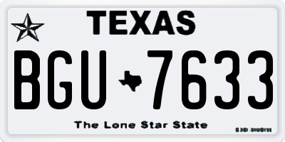 TX license plate BGU7633