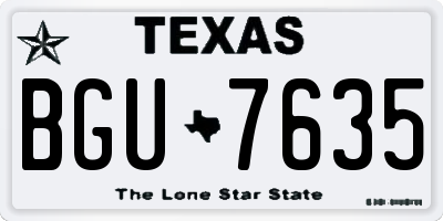 TX license plate BGU7635