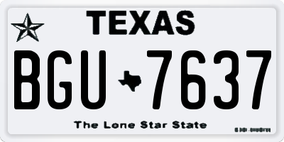 TX license plate BGU7637