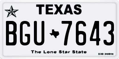 TX license plate BGU7643
