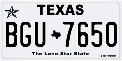 TX license plate BGU7650