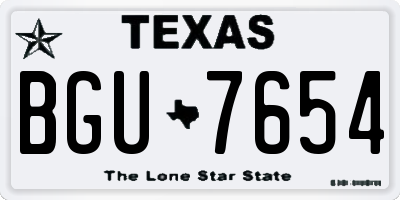 TX license plate BGU7654