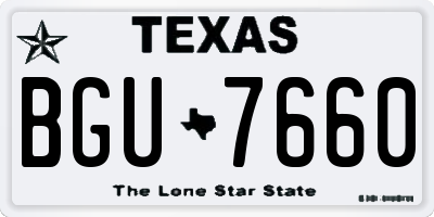TX license plate BGU7660