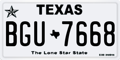 TX license plate BGU7668