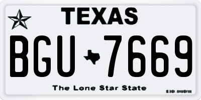 TX license plate BGU7669