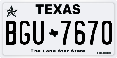 TX license plate BGU7670