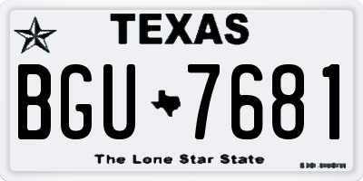 TX license plate BGU7681
