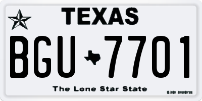 TX license plate BGU7701